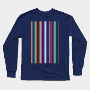 Vertical multicolored thin stripes Pattern Long Sleeve T-Shirt